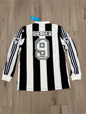 Alan Shearer Newcastle Retro Jersey 95/97 Black White Long Sleeve